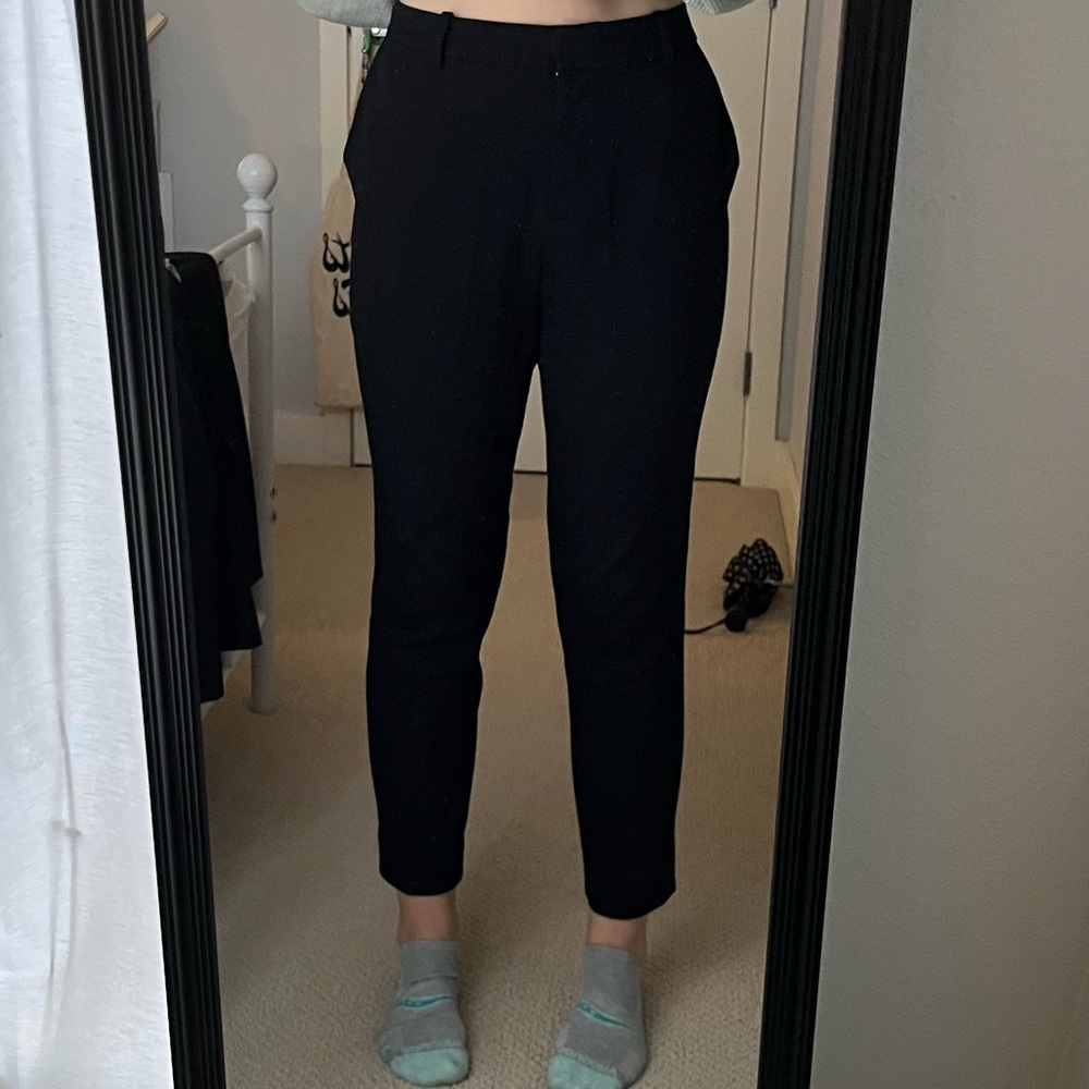 Black ankle straight fit trousers